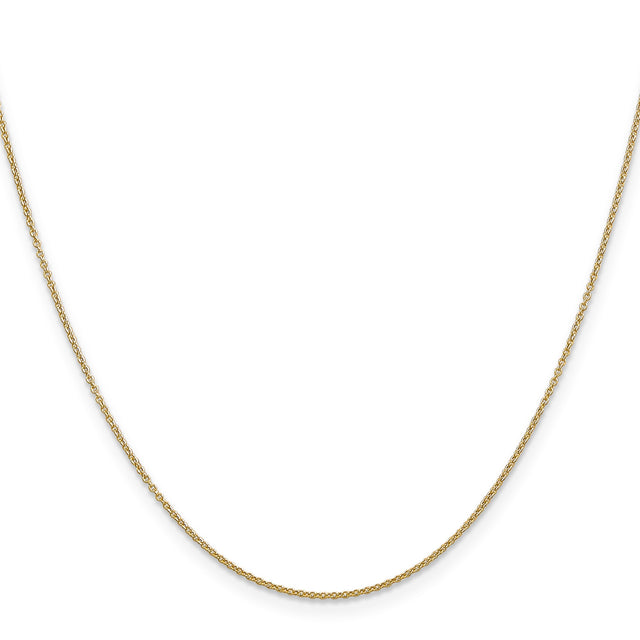 14K Yellow Gold 0.9 mm Polished Chain Necklace, Solid