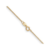 14K Yellow Gold 0.9 mm Polished Chain Necklace, Solid alternate angle