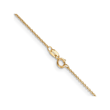14K Yellow Gold 0.9 mm Polished Chain Necklace, Solid alternate angle