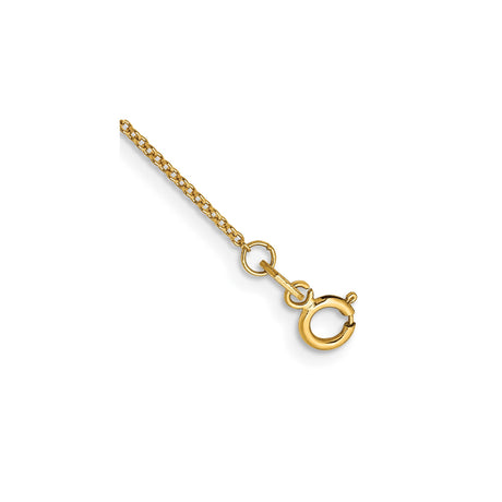14K Yellow Gold 0.9 mm Polished Chain Anklet, Solid