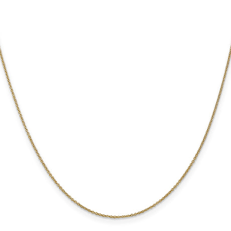 14K Yellow Gold 0.9 mm Polished Chain Necklace, Solid