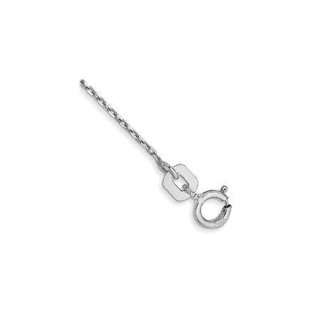 14K White Gold 0.8 mm Polished Chain Anklet, Solid