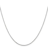14K White Gold 0.8 mm Polished Chain Necklace, Solid