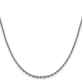 14K White Gold 2.5 mm Polished Chain Necklace, Solid