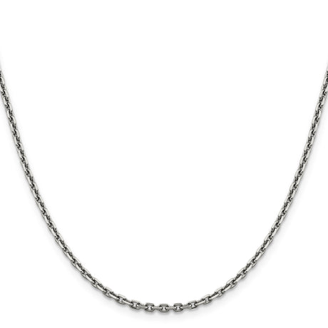 14K White Gold 2.5 mm Polished Chain Necklace, Solid
