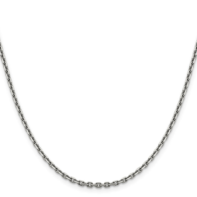 14K White Gold 2.5 mm Polished Chain Necklace, Solid
