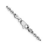 14K White Gold 2.5 mm Polished Chain Necklace, Solid alternate angle
