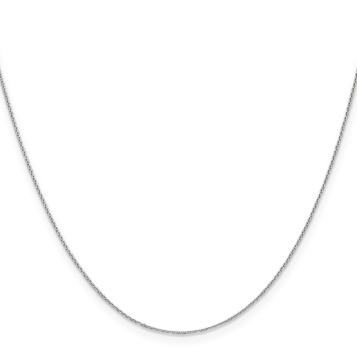 14K White Gold 0.65 mm Polished Chain Necklace, Solid
