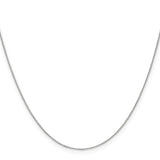 14K White Gold 0.65 mm Polished Chain Necklace, Solid