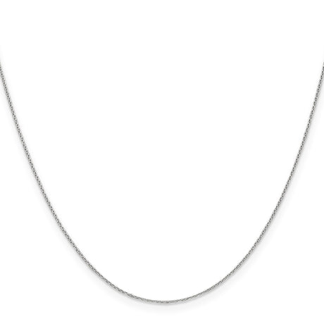 14K White Gold 0.65 mm Polished Chain Necklace, Solid