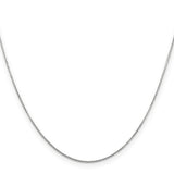 14K White Gold 0.8 mm Polished Chain Necklace, Solid
