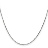 14K White Gold 1.4 mm Polished Chain Necklace, Solid