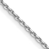 14K White Gold 1.4 mm Polished Chain Necklace, Solid detail view