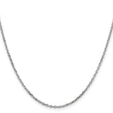 14K White Gold 1.8 mm Polished Chain Necklace, Solid