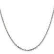 14K White Gold 2.2 mm Polished Chain Necklace, Solid