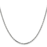 14K White Gold 2.2 mm Polished Chain Necklace, Solid