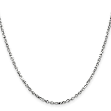 14K White Gold 2.2 mm Polished Chain Necklace, Solid