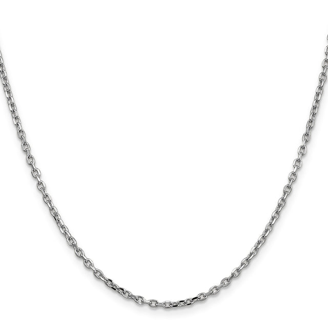 14K White Gold 2.2 mm Polished Chain Necklace, Solid