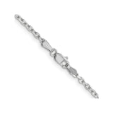 14K White Gold 2.2 mm Polished Chain Necklace, Solid alternate angle