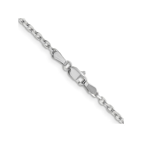 14K White Gold 2.2 mm Polished Chain Necklace, Solid alternate angle