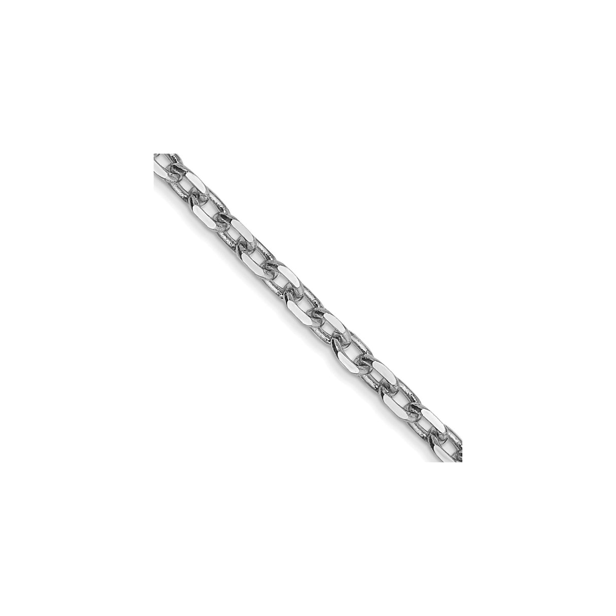14K White Gold 2.2 mm Polished Chain Necklace, Solid detail view