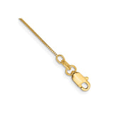 14K Yellow Gold 0.5 mm Box Chain Anklet, Polished shown for scale