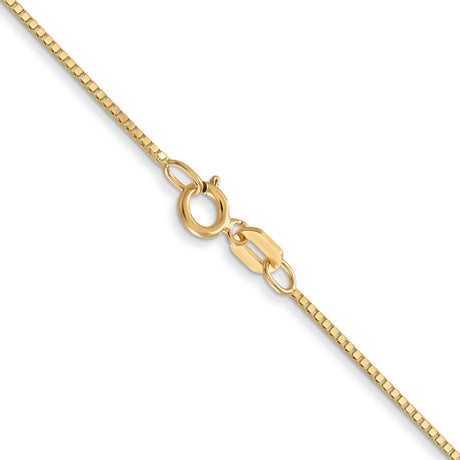 14K Yellow Gold 0.7 mm Box Chain Necklace, Polished alternate angle