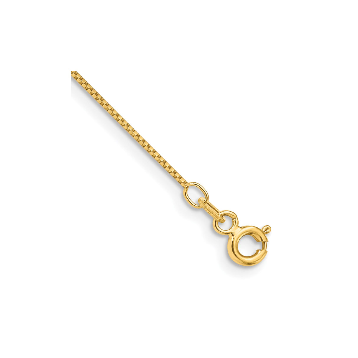 14K Yellow Gold 0.7 mm Box Chain Anklet, Polished