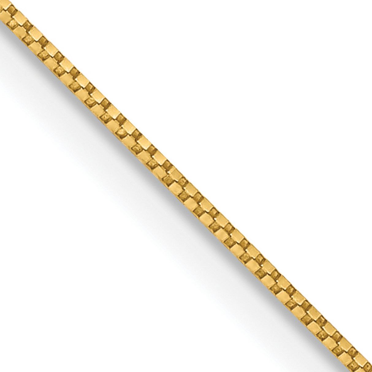 14K Yellow Gold 0.7 mm Box Chain Necklace, Polished detail view