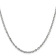 14K White Gold 3 mm Polished Chain Necklace, Solid