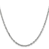 14K White Gold 3 mm Polished Chain Necklace, Solid
