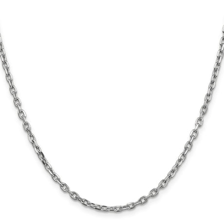 14K White Gold 3 mm Polished Chain Necklace, Solid