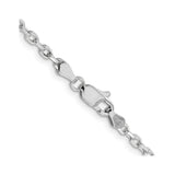 14K White Gold 3 mm Polished Chain Necklace, Solid alternate angle