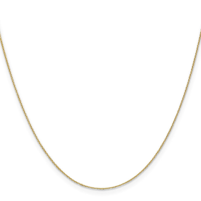 14K Yellow Gold 0.65 mm Polished Chain Necklace, Solid