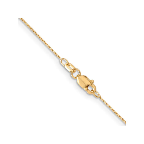 14K Yellow Gold 0.65 mm Polished Chain Necklace, Solid alternate angle