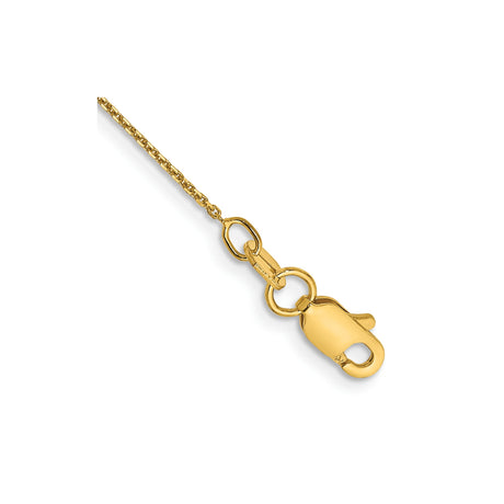 14K Yellow Gold 0.8 mm Polished Chain Anklet, Solid