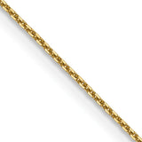 14K Yellow Gold 0.8 mm Polished Chain Necklace, Solid detail view