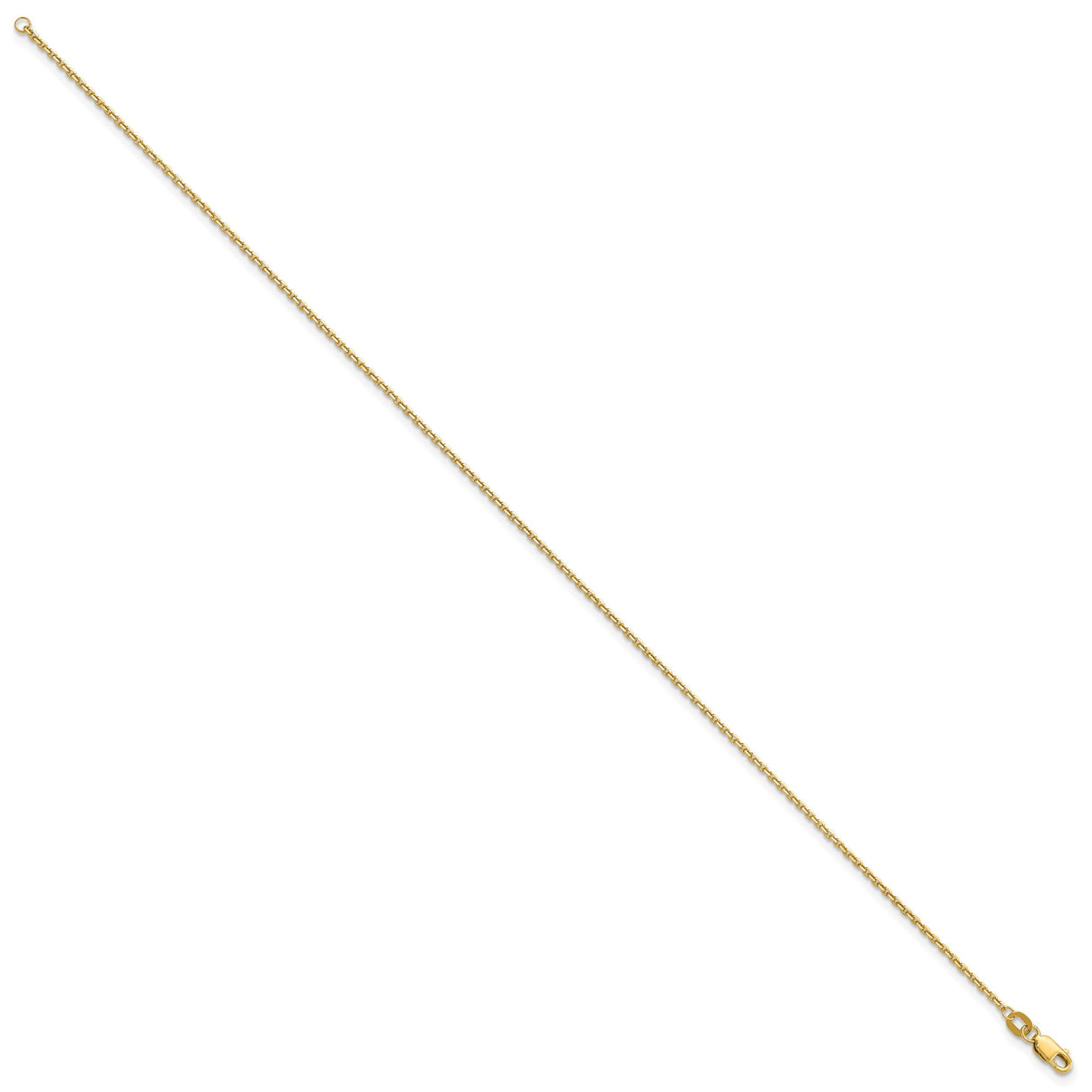14K Yellow Gold 1.4 mm Polished Chain Anklet, Solid