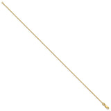 14K Yellow Gold 1.4 mm Polished Chain Anklet, Solid