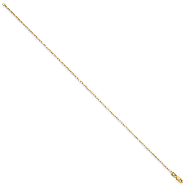 14K Yellow Gold 1.4 mm Polished Chain Anklet, Solid