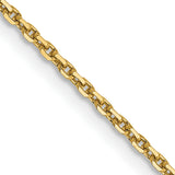 14K Yellow Gold 1.4 mm Polished Chain Necklace, Solid detail view