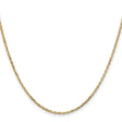 14K Yellow Gold 1.8 mm Polished Chain Necklace, Solid