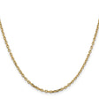 14K Yellow Gold 2.2 mm Polished Chain Necklace, Solid