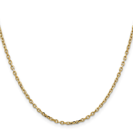 14K Yellow Gold 2.2 mm Polished Chain Necklace, Solid