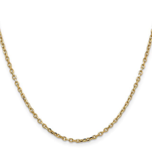 14K Yellow Gold 2.2 mm Polished Chain Necklace, Solid