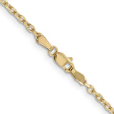14K Yellow Gold 2.2 mm Polished Chain Necklace, Solid alternate angle