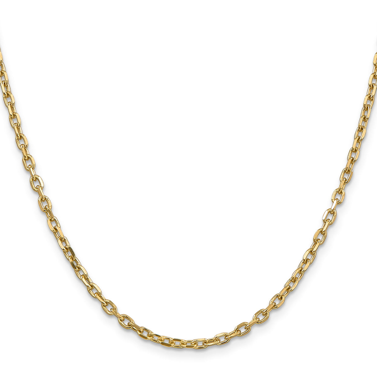 14K Yellow Gold 3 mm Polished Chain Necklace, Solid