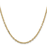 14K Yellow Gold 3 mm Polished Chain Necklace, Solid