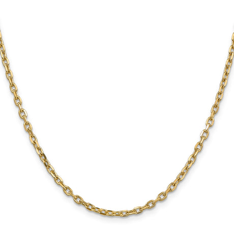 14K Yellow Gold 3 mm Polished Chain Necklace, Solid