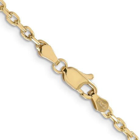 14K Yellow Gold 3 mm Polished Chain Necklace, Solid alternate angle
